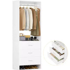 Système d'organisation de placard Besiost avec tiroirs en bois, armoire autoportante avec tringle à vêtements