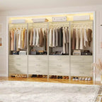 Système d'organisation de placard Besiost avec tiroirs en bois, armoire autoportante avec tringle à vêtements