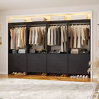 Système d'organisation de placard Besiost avec tiroirs en bois, armoire autoportante avec tringle à vêtements