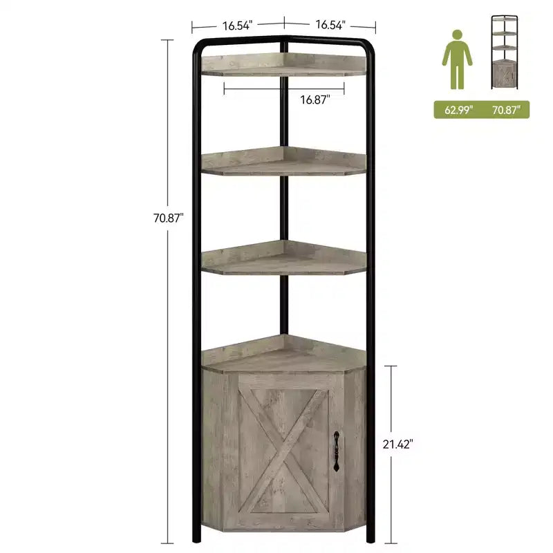 Étagère d'angle, étagère de rangement à 5 niveaux pour salon et cuisine
