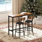 Ensemble de table à hauteur de comptoir 3 pièces Zevemomo, table de bistrot de 31,5 po avec 2 tabourets, ensemble de salle à manger de cuisine peu encombrant pour les petits espaces, marron