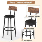 Ensemble de table à hauteur de comptoir 3 pièces Zevemomo, table de bistrot de 31,5 po avec 2 tabourets, ensemble de salle à manger de cuisine peu encombrant pour les petits espaces, marron