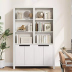 Bibliothèque haute de 180 cm, étagère à 3 niveaux double largeur avec portes d'armoire, grande bibliothèque autoportante adaptée au salon, au bureau, à la bibliothèque