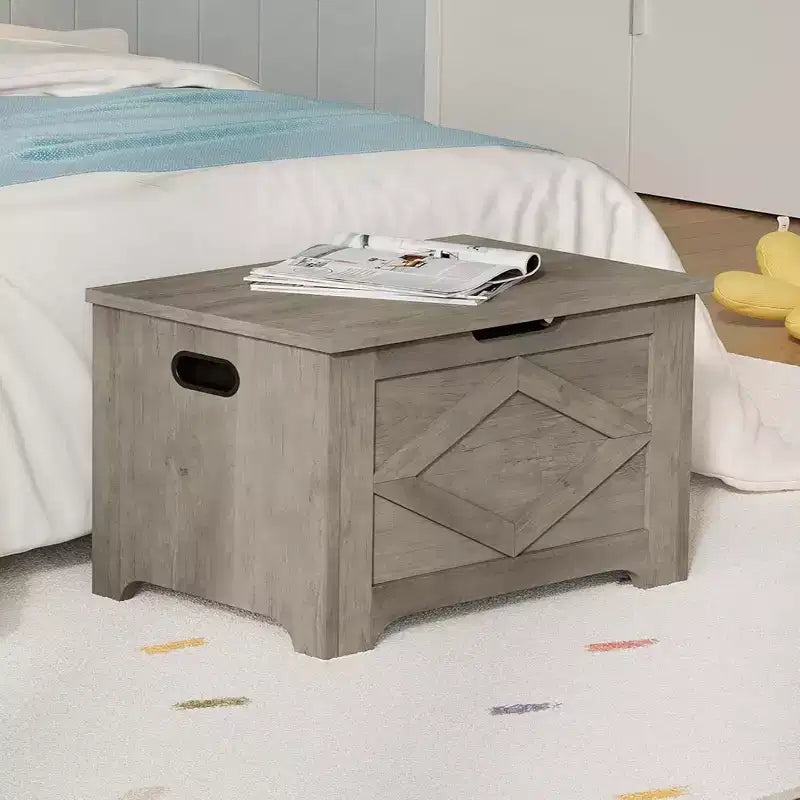 COZONY Banc de rangement en bois de 60 cm avec charnière de sécurité, grand coffre à jouets et coffre de rangement, organisateur facile à monter pour entrée, salon et chambre à coucher