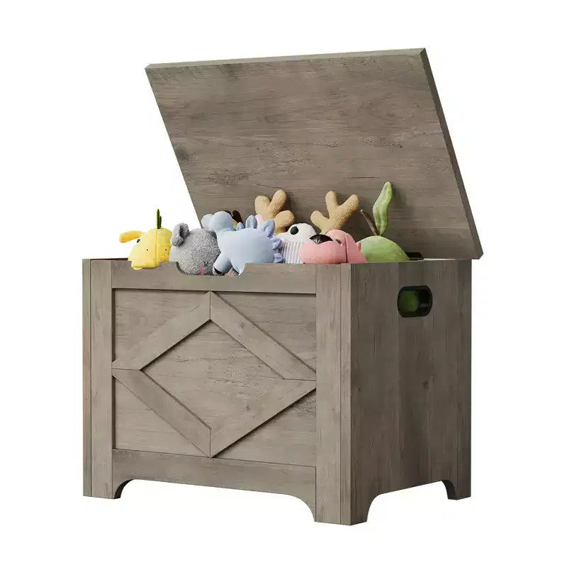COZONY Banc de rangement en bois de 60 cm avec charnière de sécurité, grand coffre à jouets et coffre de rangement, organisateur facile à monter pour entrée, salon et chambre à coucher