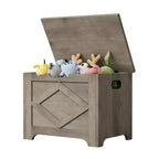 COZONY Banc de rangement en bois de 60 cm avec charnière de sécurité, grand coffre à jouets et coffre de rangement, organisateur facile à monter pour entrée, salon et chambre à coucher