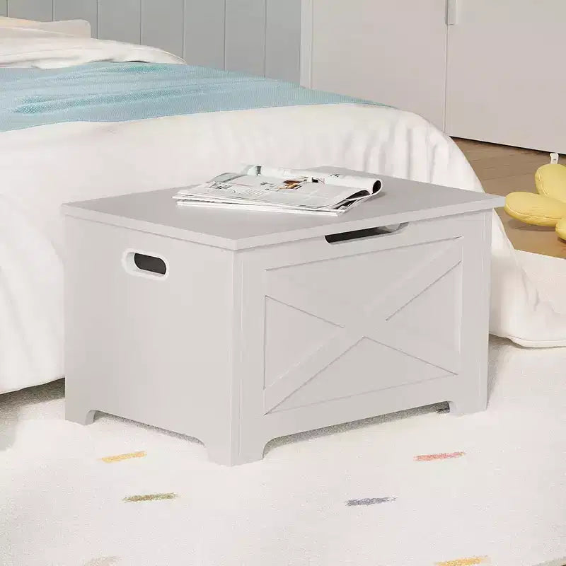 COZONY Banc de rangement en bois de 60 cm avec charnière de sécurité, grand coffre à jouets et coffre de rangement, organisateur facile à monter pour entrée, salon et chambre à coucher