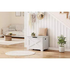 COZONY Banc de rangement en bois de 60 cm avec charnière de sécurité, grand coffre à jouets et coffre de rangement, organisateur facile à monter pour entrée, salon et chambre à coucher