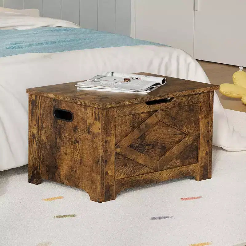 COZONY Banc de rangement en bois de 60 cm avec charnière de sécurité, grand coffre à jouets et coffre de rangement, organisateur facile à monter pour entrée, salon et chambre à coucher