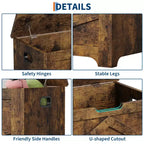 COZONY Banc de rangement en bois de 60 cm avec charnière de sécurité, grand coffre à jouets et coffre de rangement, organisateur facile à monter pour entrée, salon et chambre à coucher