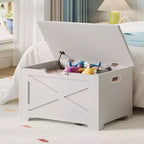 COZONY Banc de rangement en bois de 60 cm avec charnière de sécurité, grand coffre à jouets et coffre de rangement, organisateur facile à monter pour entrée, salon et chambre à coucher