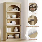 Bibliothèque arquée, étagère à 5 niveaux, bibliothèque de style ferme de 174,5 cm de haut, étagère de rangement incurvée pour le bureau à domicile, le salon