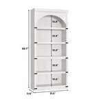 Bibliothèque arquée, étagère à 5 niveaux, bibliothèque de style ferme de 174,5 cm de haut, étagère de rangement incurvée pour le bureau à domicile, le salon