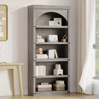 Bibliothèque arquée, étagère à 5 niveaux, bibliothèque de style ferme de 174,5 cm de haut, étagère de rangement incurvée pour le bureau à domicile, le salon
