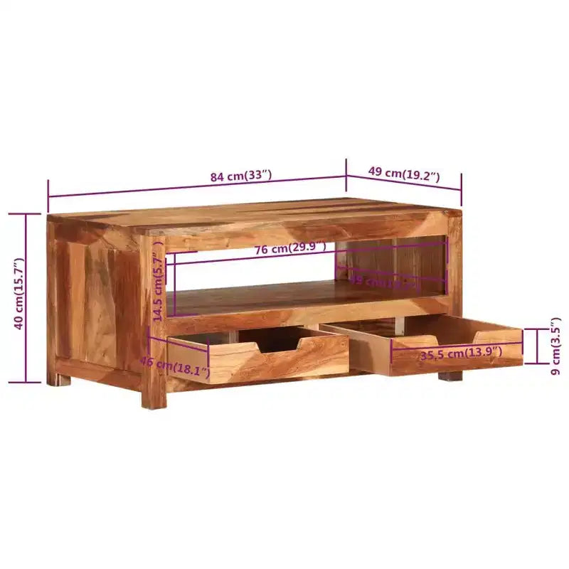 vidaXL Table basse marron clair Bois d'acacia massif