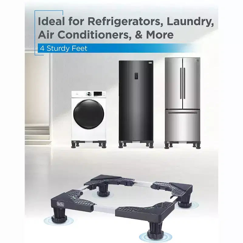 Pied support réglable BLACK+DECKER, base compacte 4H avec patins anti-vibrations, cadre en acier inoxydable, supporte 317 kg, BWS16, noir