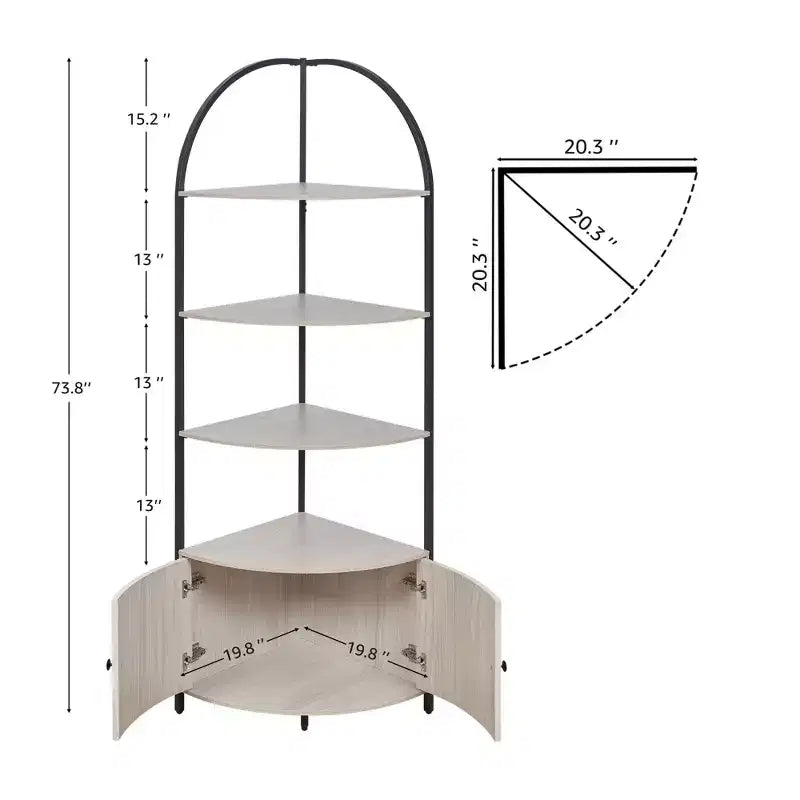 Étagère d'angle de rangement Rosary Blenn avec placard