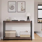 Table console à 2 niveaux de 40 pouces Table d'appoint avec étagère ouverte (capacité de 50 lb, pour entrée/salon/couloir)