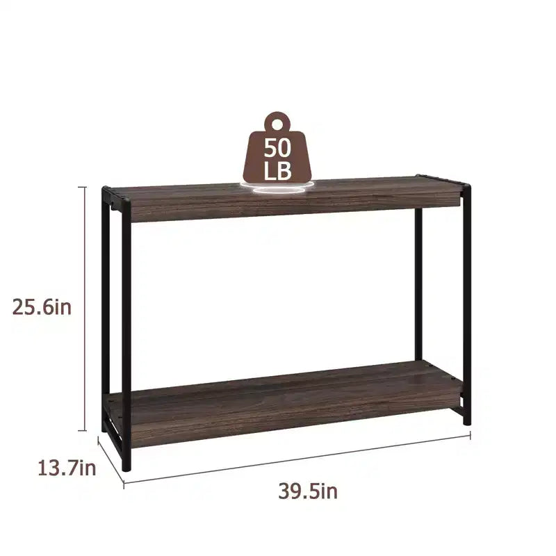 Table console à 2 niveaux de 40 pouces Table d'appoint avec étagère ouverte (capacité de 50 lb, pour entrée/salon/couloir)