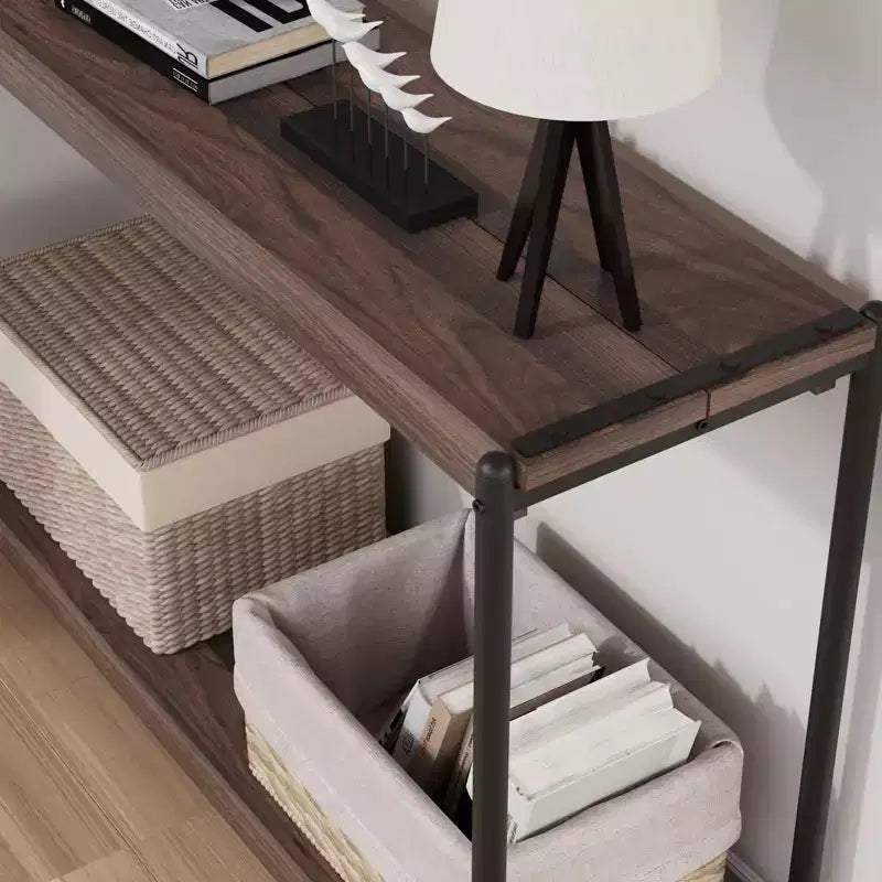 Table console à 2 niveaux de 40 pouces Table d'appoint avec étagère ouverte (capacité de 50 lb, pour entrée/salon/couloir)