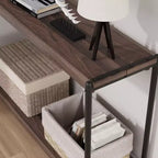 Table console à 2 niveaux de 40 pouces Table d'appoint avec étagère ouverte (capacité de 50 lb, pour entrée/salon/couloir)