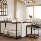 Table console à 2 niveaux de 40 pouces Table d'appoint avec étagère ouverte (capacité de 50 lb, pour entrée/salon/couloir)