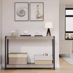 Table console à 2 niveaux de 40 pouces Table d'appoint avec étagère ouverte (capacité de 50 lb, pour entrée/salon/couloir)