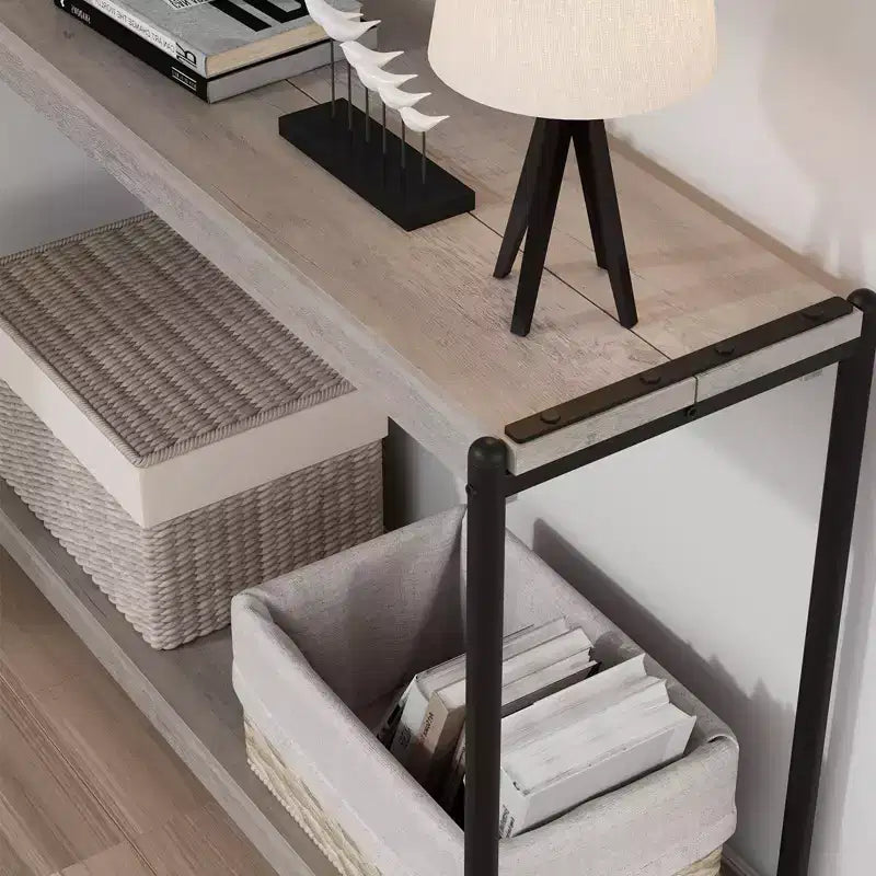 Table console à 2 niveaux de 40 pouces Table d'appoint avec étagère ouverte (capacité de 50 lb, pour entrée/salon/couloir)