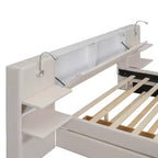 Lit plateforme queen rembourré Whisen avec tiroirs de rangement, étagères, lit gigogne et liseuses