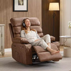 Fauteuil inclinable manuel extra large en cuir PU pour adultes avec massage et chauffage, grand fauteuil paresseux avec accoudoirs et dossier confortables 1,5 fois plus épais en éponge pour salon