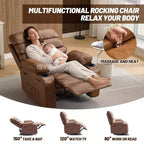 Fauteuil inclinable manuel extra large en cuir PU pour adultes avec massage et chauffage, grand fauteuil paresseux avec accoudoirs et dossier confortables 1,5 fois plus épais en éponge pour salon