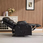 Fauteuil inclinable manuel extra large en cuir PU pour adultes avec massage et chauffage, grand fauteuil paresseux avec accoudoirs et dossier confortables 1,5 fois plus épais en éponge pour salon