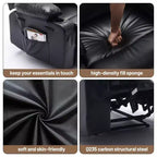 Fauteuil inclinable manuel extra large en cuir PU pour adultes avec massage et chauffage, grand fauteuil paresseux avec accoudoirs et dossier confortables 1,5 fois plus épais en éponge pour salon