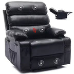 Fauteuil inclinable manuel extra large en cuir PU pour adultes avec massage et chauffage, grand fauteuil paresseux avec accoudoirs et dossier confortables 1,5 fois plus épais en éponge pour salon