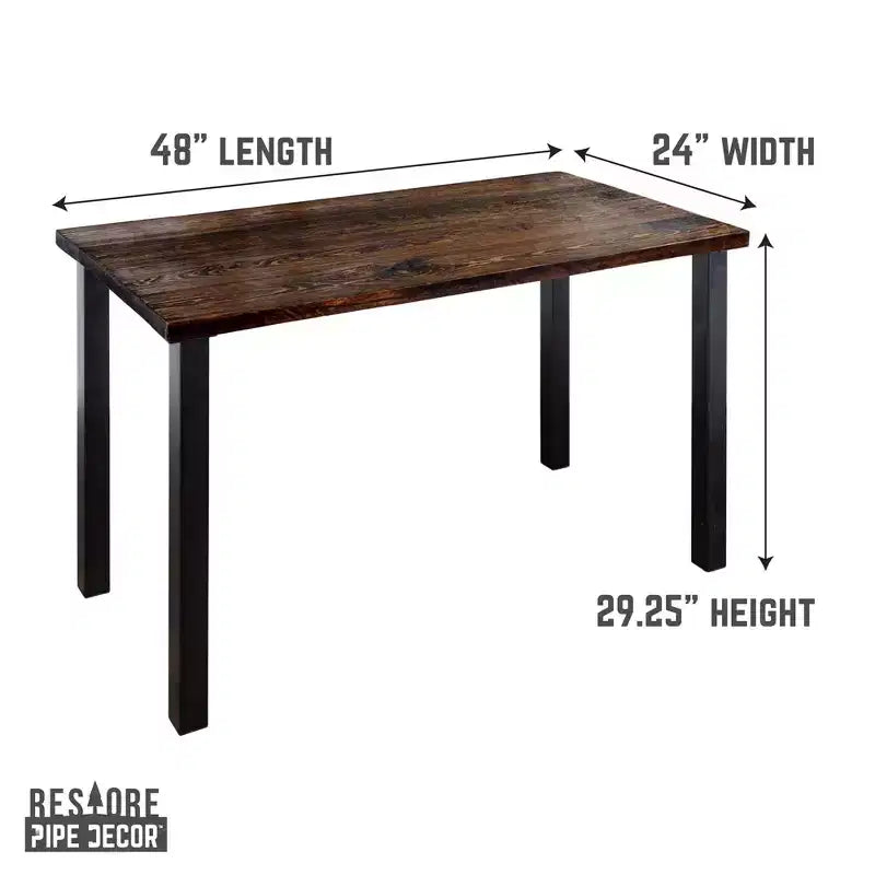 Pipe Decor Skyline Boulder Bureau en bois massif noir avec pieds de 71 cm de hauteur
