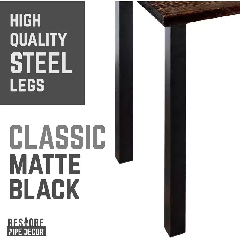 Pipe Decor Skyline Boulder Bureau en bois massif noir avec pieds de 71 cm de hauteur