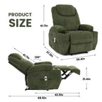Fauteuil inclinable électrique avec massage et USB, 8 points de vibration, tissu velours côtelé, poches de rangement, assemblage facile pour salon, chambre à coucher