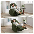 Fauteuil inclinable électrique avec massage et USB, 8 points de vibration, tissu velours côtelé, poches de rangement, assemblage facile pour salon, chambre à coucher