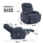 Fauteuil inclinable électrique avec massage et USB, 8 points de vibration, tissu velours côtelé, poches de rangement, assemblage facile pour salon, chambre à coucher