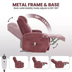 Fauteuil inclinable électrique avec massage et USB, 8 points de vibration, tissu velours côtelé, poches de rangement, assemblage facile pour salon, chambre à coucher