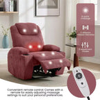 Fauteuil inclinable électrique avec massage et USB, 8 points de vibration, tissu velours côtelé, poches de rangement, assemblage facile pour salon, chambre à coucher