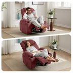 Fauteuil inclinable électrique avec massage et USB, 8 points de vibration, tissu velours côtelé, poches de rangement, assemblage facile pour salon, chambre à coucher