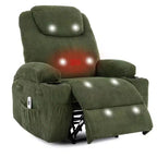 Fauteuil inclinable électrique avec massage et USB, 8 points de vibration, tissu velours côtelé, poches de rangement, assemblage facile pour salon, chambre à coucher