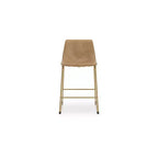 Tabourets de bar Signature Design by Ashley Lexadine à hauteur de comptoir, lot de 2, revêtement en similicuir, finition toast/or, siège baquet moderne