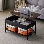 VINGLI 36 Lift Top Coffee Table with Cloth Storage Bins, Rustic Farmhouse Coffee Tables for Living Room, Espresso