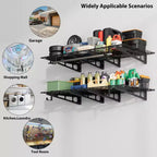 Étagère de garage 60 x 120 cm, support de rangement mural robuste, étagères flottantes, capacité de charge de 360 kg, organisation de garage en métal pour outils et fournitures