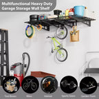 Étagère de garage 60 x 120 cm, support de rangement mural robuste, étagères flottantes, capacité de charge de 360 kg, organisation de garage en métal pour outils et fournitures