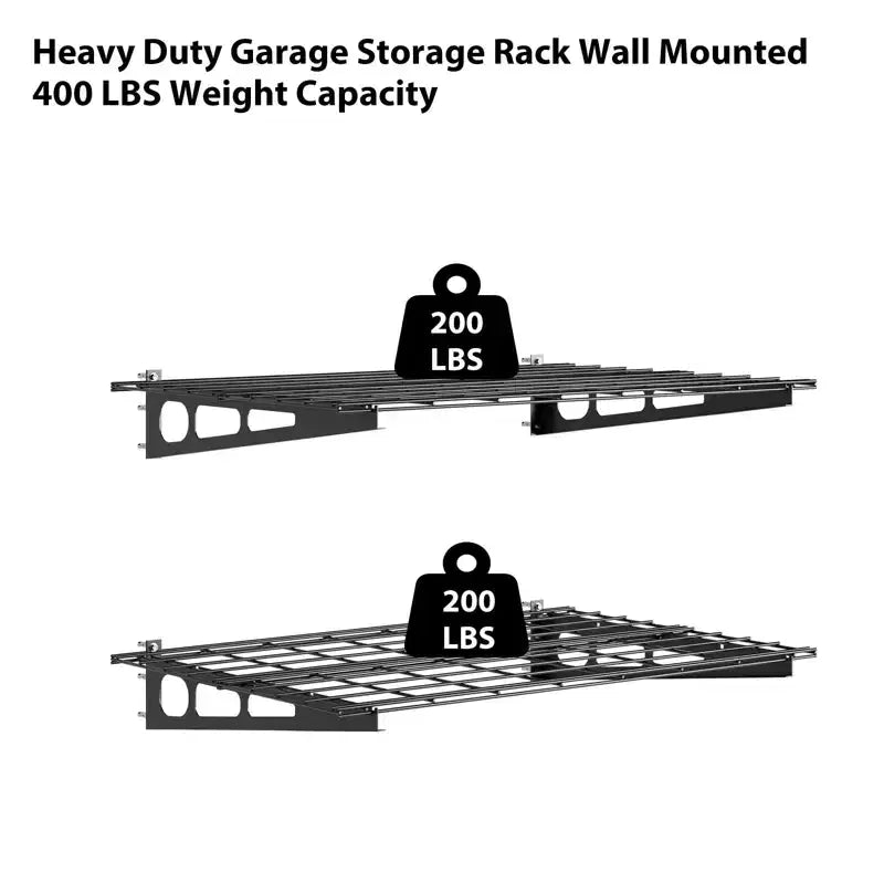 Étagère de garage 60 x 120 cm, support de rangement mural robuste, étagères flottantes, capacité de charge de 360 kg, organisation de garage en métal pour outils et fournitures