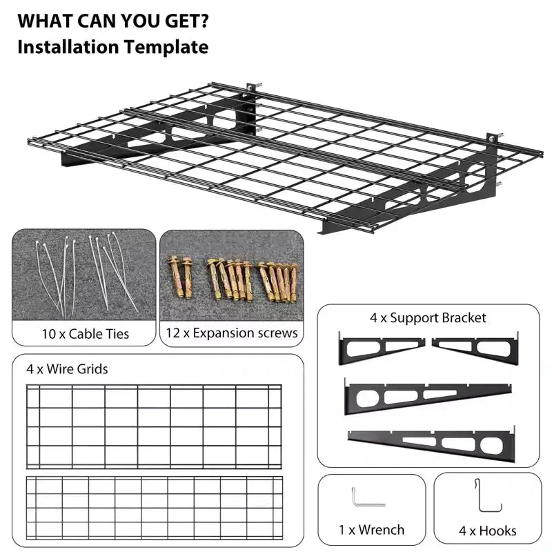 Étagère de garage 60 x 120 cm, support de rangement mural robuste, étagères flottantes, capacité de charge de 360 kg, organisation de garage en métal pour outils et fournitures