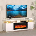 70 Fireplace TV Stand with 36 Electric Fireplace and LED Light,Electric Fireplace Heater, Storage Cabinet, Media Console Table for Living Room